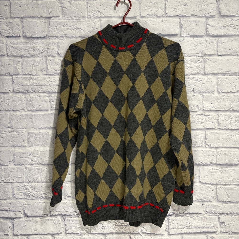 Argyle Sweater - Express x Alfred Sung Wool Blend Medium